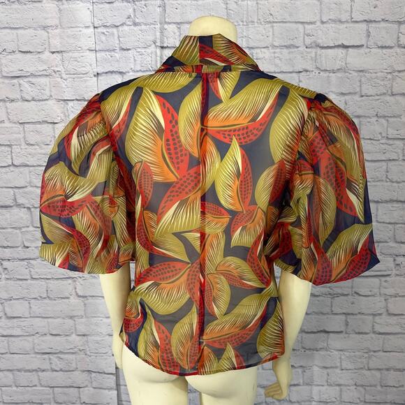 CQ by CQ Multicolored top with big Puff sleevse size large - Picture 10 of 12